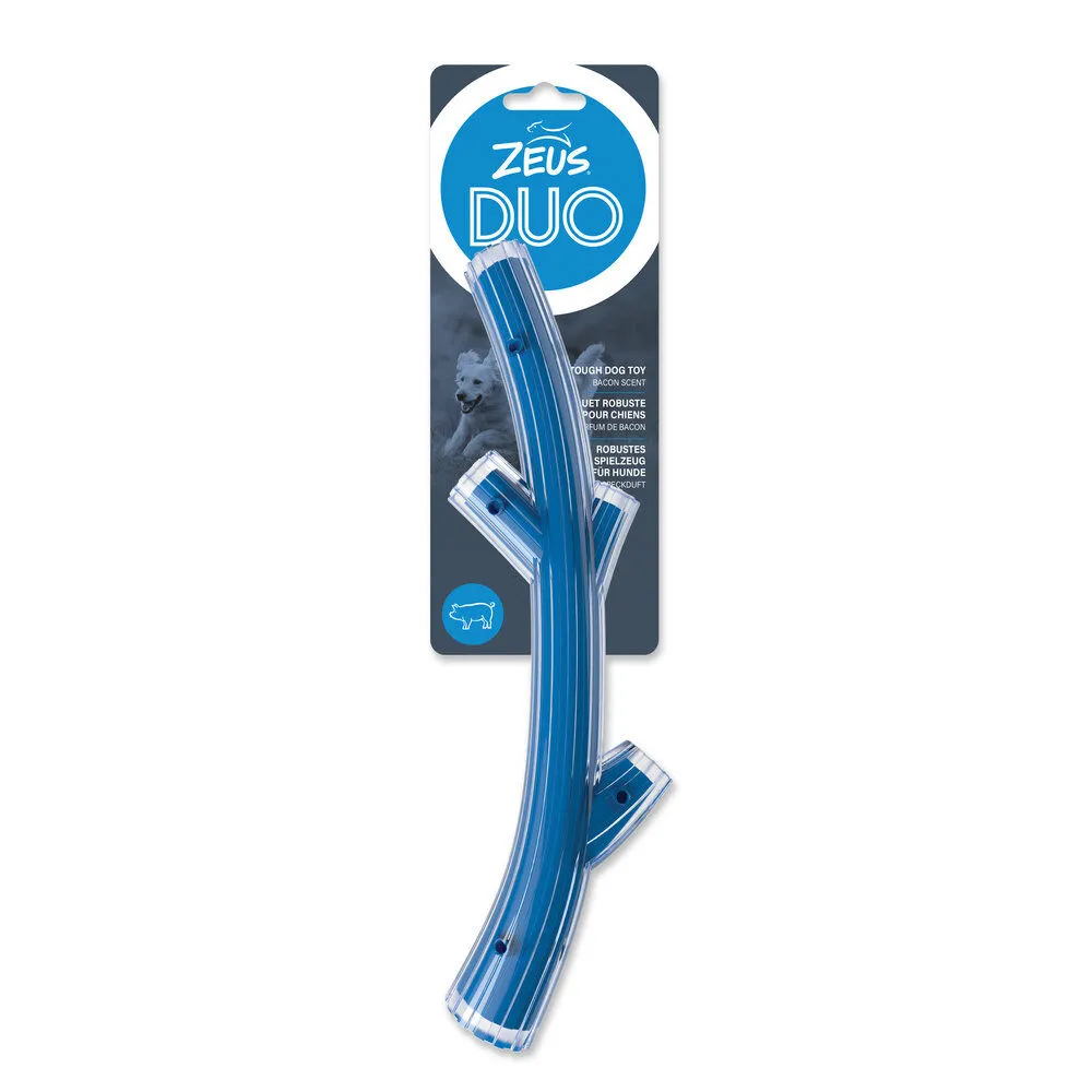 Zeus - Jouet à mâcher pour chien Duo Stick Bleu Bacon - 30cm