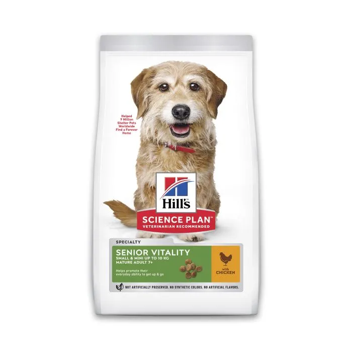 Hill's Science Plan Senior Vitality Croquettes Pour Petit Chien Senior Au Poulet Et Au Riz 1.5kg