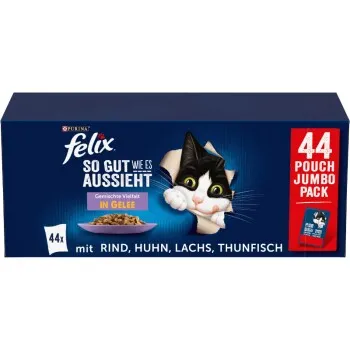 Felix Nourriture humide pour chat Sensations en gelée et mix de variétés 44 x 85 g Variétés panachées