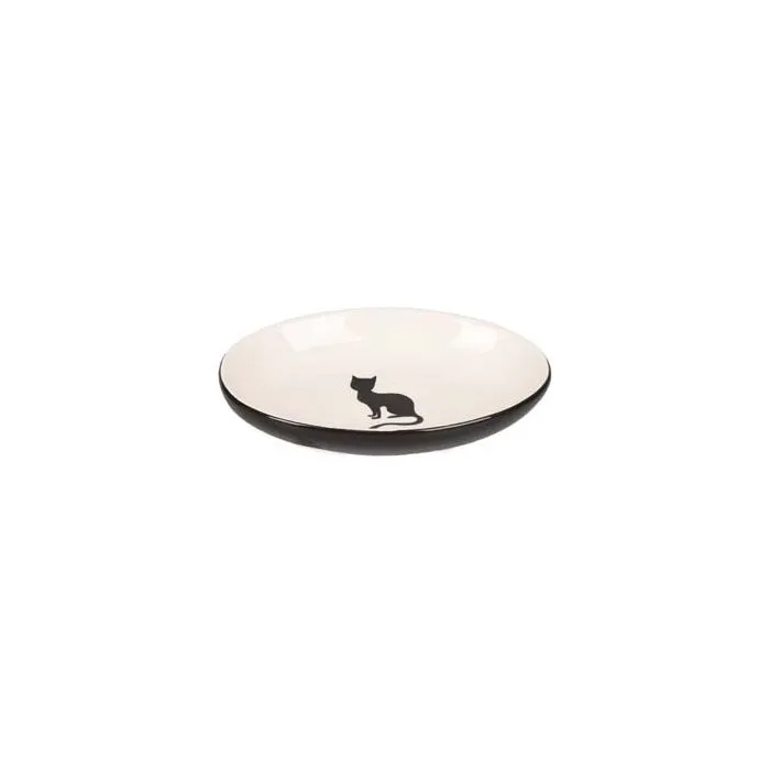 ASSIETTE CHAT NALA CERAM OVALE NOIR-BLANC 90/13