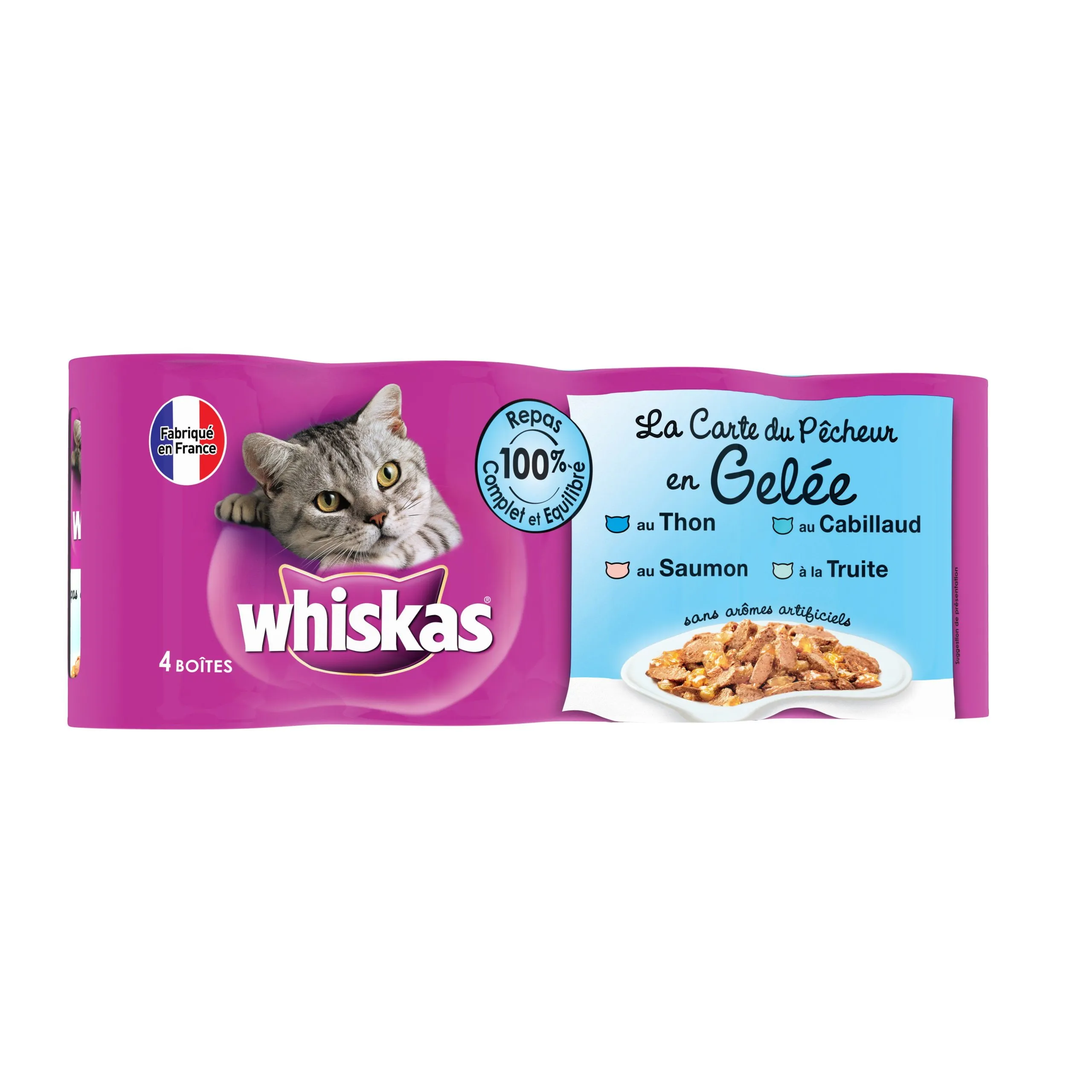 Whiskas - Boîtes La Carte du Pêcheur en Gelée pour Chat - 4x390g