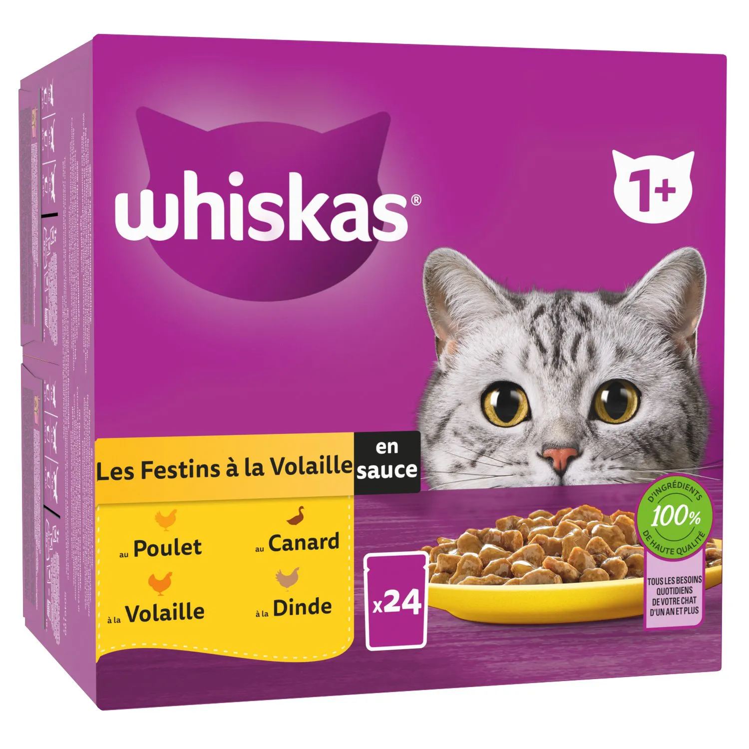 Whiskas - Sachets fraîcheur Les Festins à la Volaille en sauce pour chat adulte 4 variétés - 24x85g