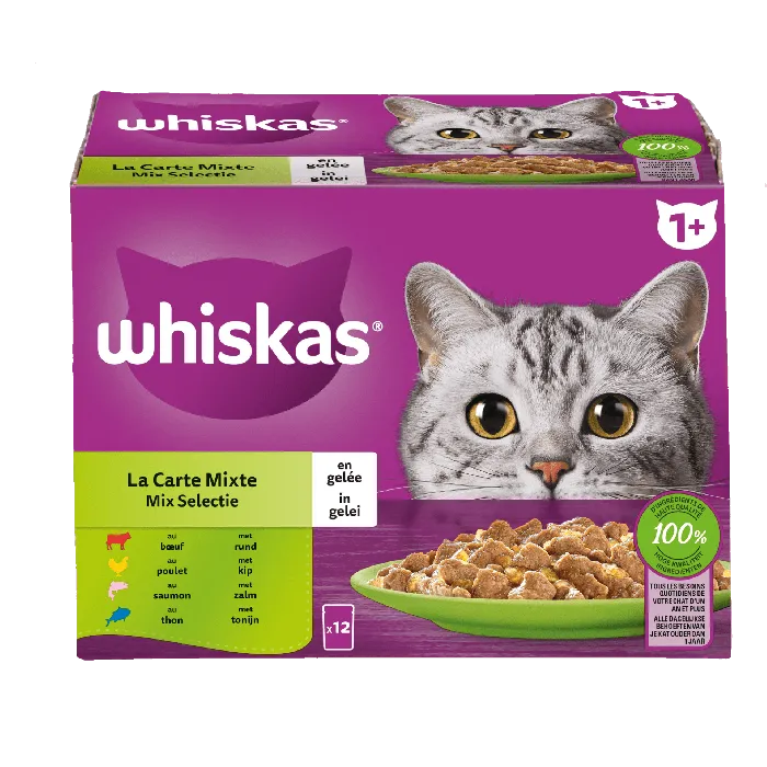 Whiskas La Carte Mixte en Gelée Sachets Pour Chat 12x85g