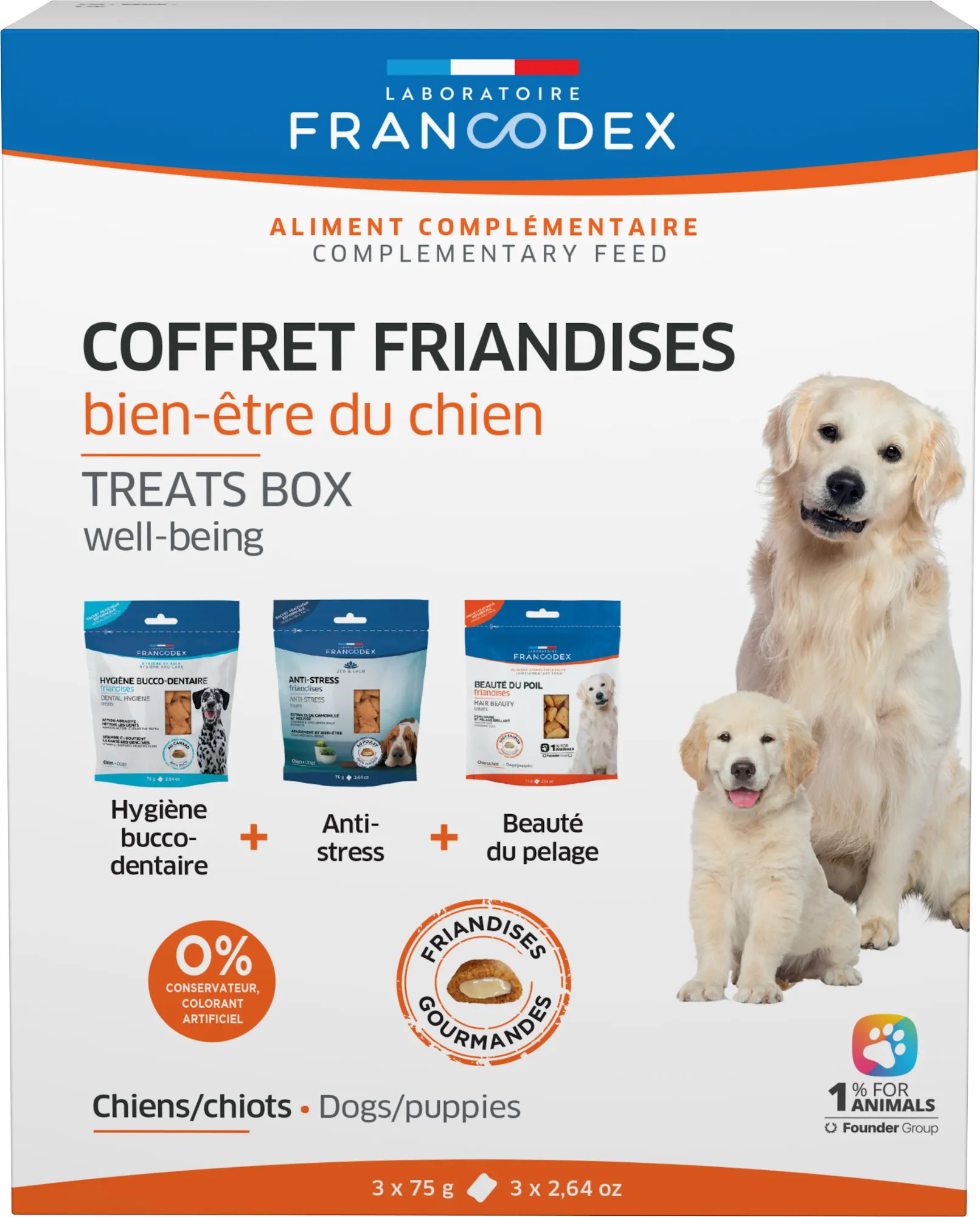 Francodex - Coffret Friandises Bien-être pour Chiots et Chiens - 3x75g