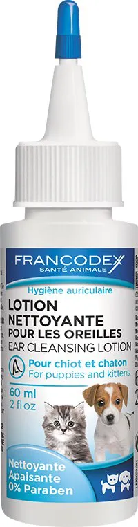 Francodex - Solution Nettoyante pour les Oreilles pour Chiot et Chaton - 60ml