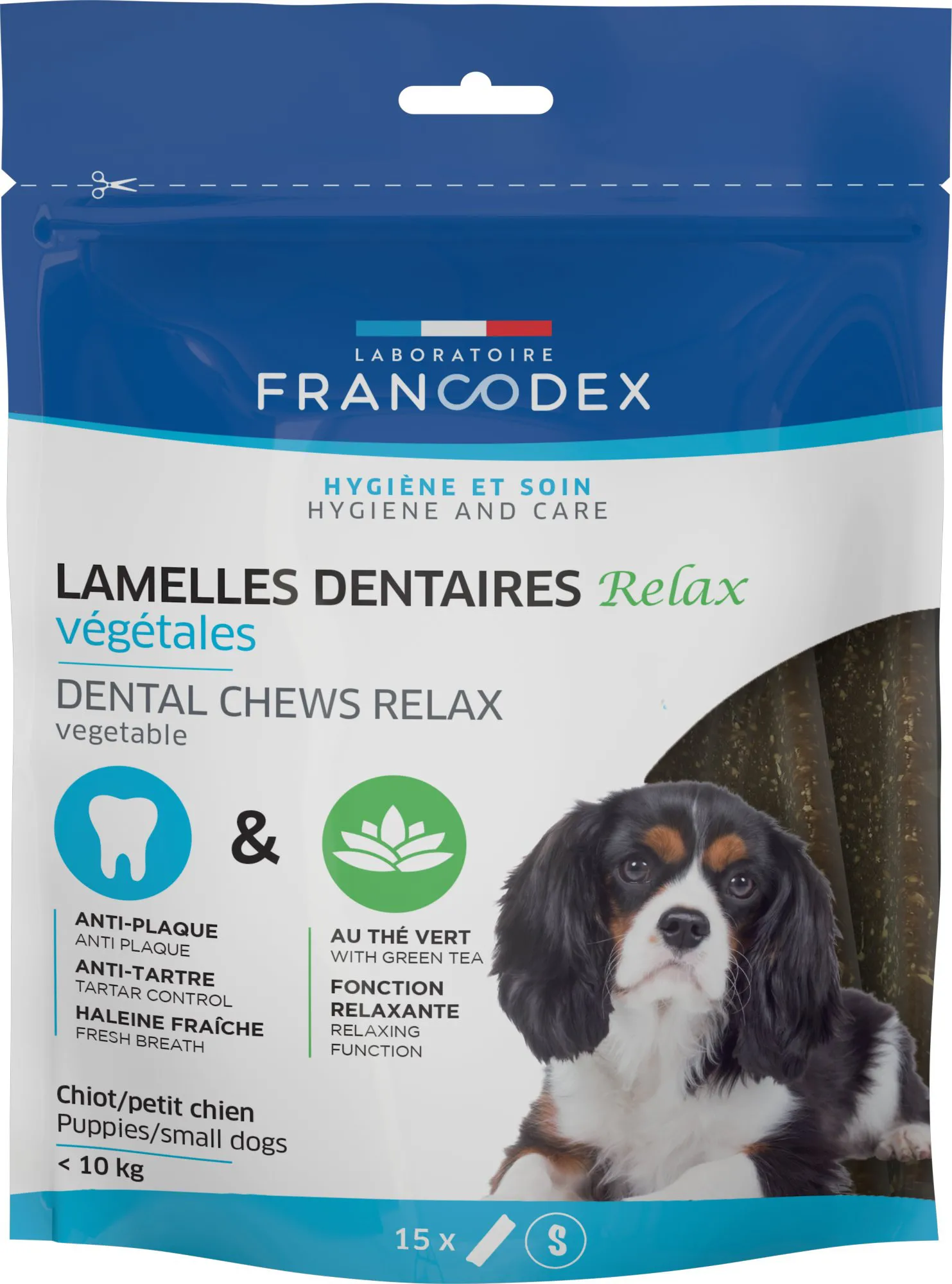 Francodex - Lamelles Dentaires RELAX à Mâcher pour Chiots et Petits Chiens - x15