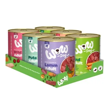 WOW nourriture humide pour chien, adulte, multipack 6x800 g
