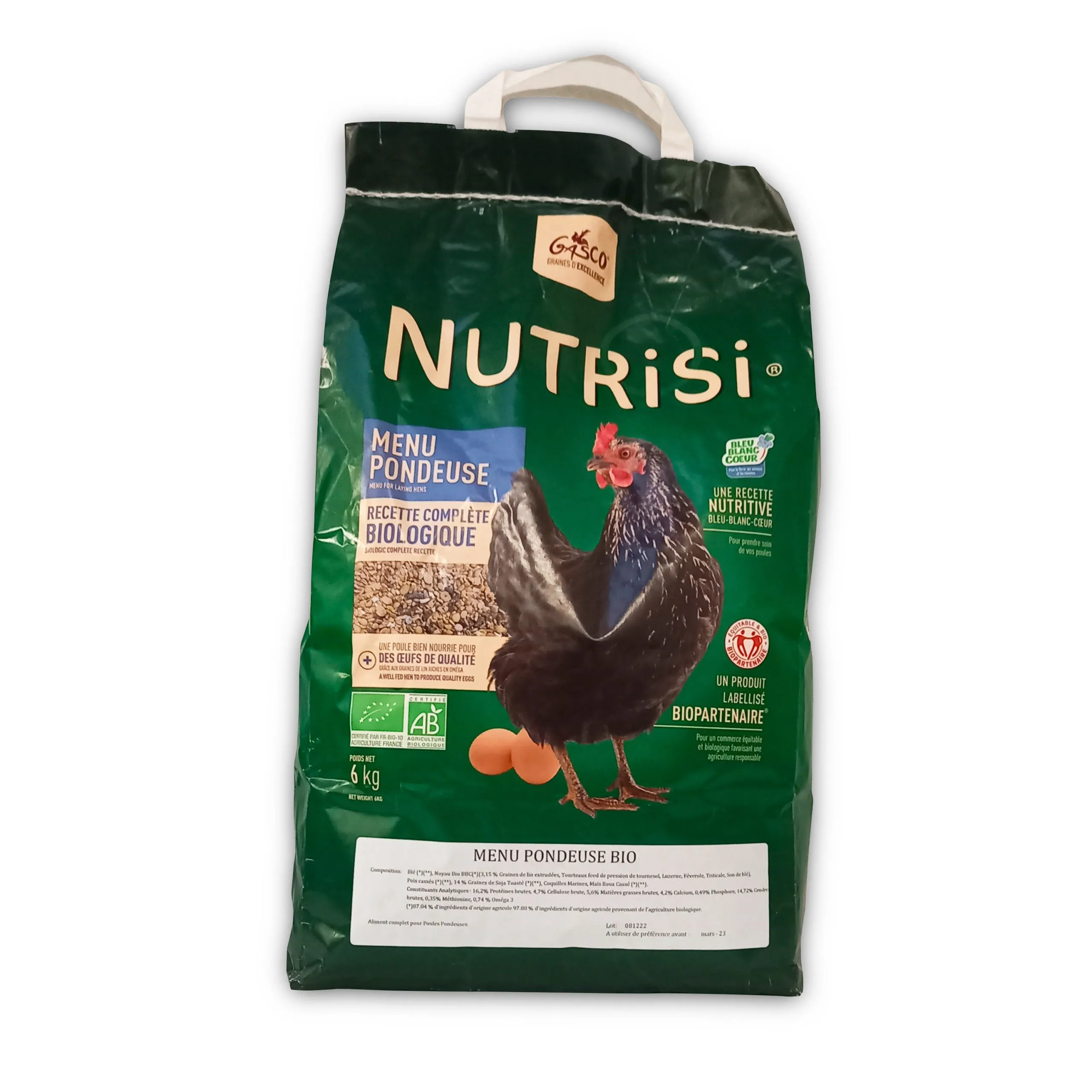 Gasco - Nutrisi Menu Pondeuse Graines BIO - 6kg