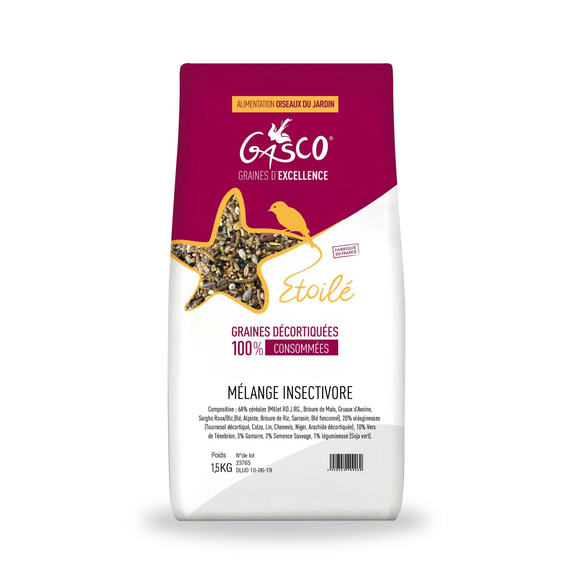 Gasco - Mélange de Graines Insectivore pour Oiseaux - 1,5Kg