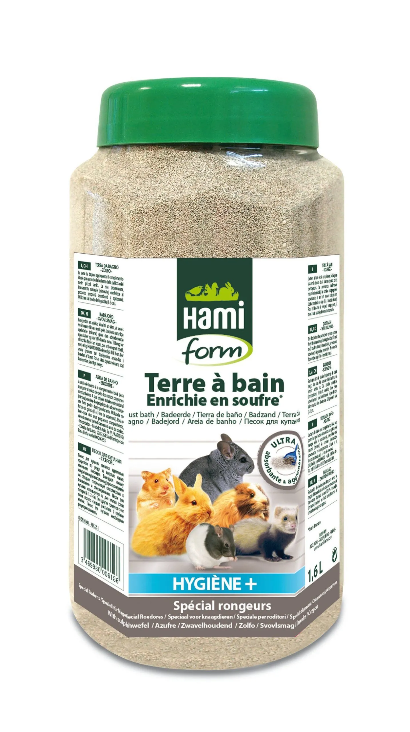 Hamiform - Terre à Bain Enrichie en Soufre pour Rongeur - 1,6L