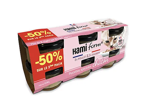 Hamiform - Recettes Spéciales Chaton Poulet et Saumon - 6x80g / - 50% sur le 2ème