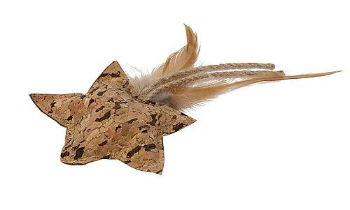Wouapy - Jouet Etoile en Liège avec Plumes pour Chat