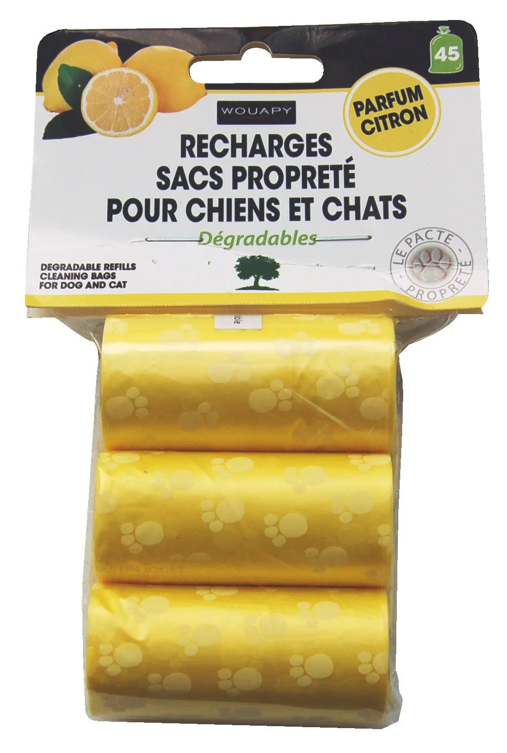 Wouapy - Recharge Sacs Propreté Parfumee x3 - Citron