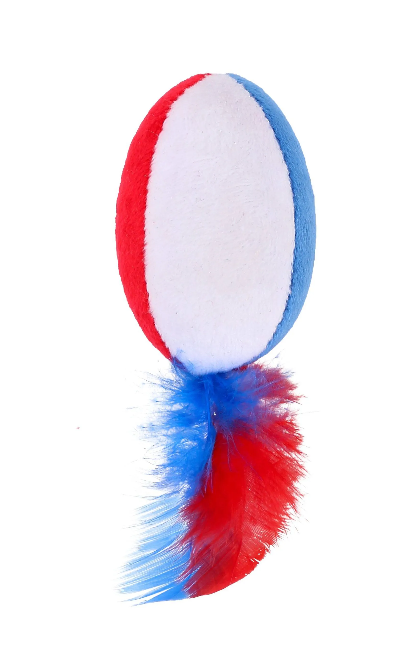 Wouapy - Balle Rugby avec Plumes pour Chats - 14cm