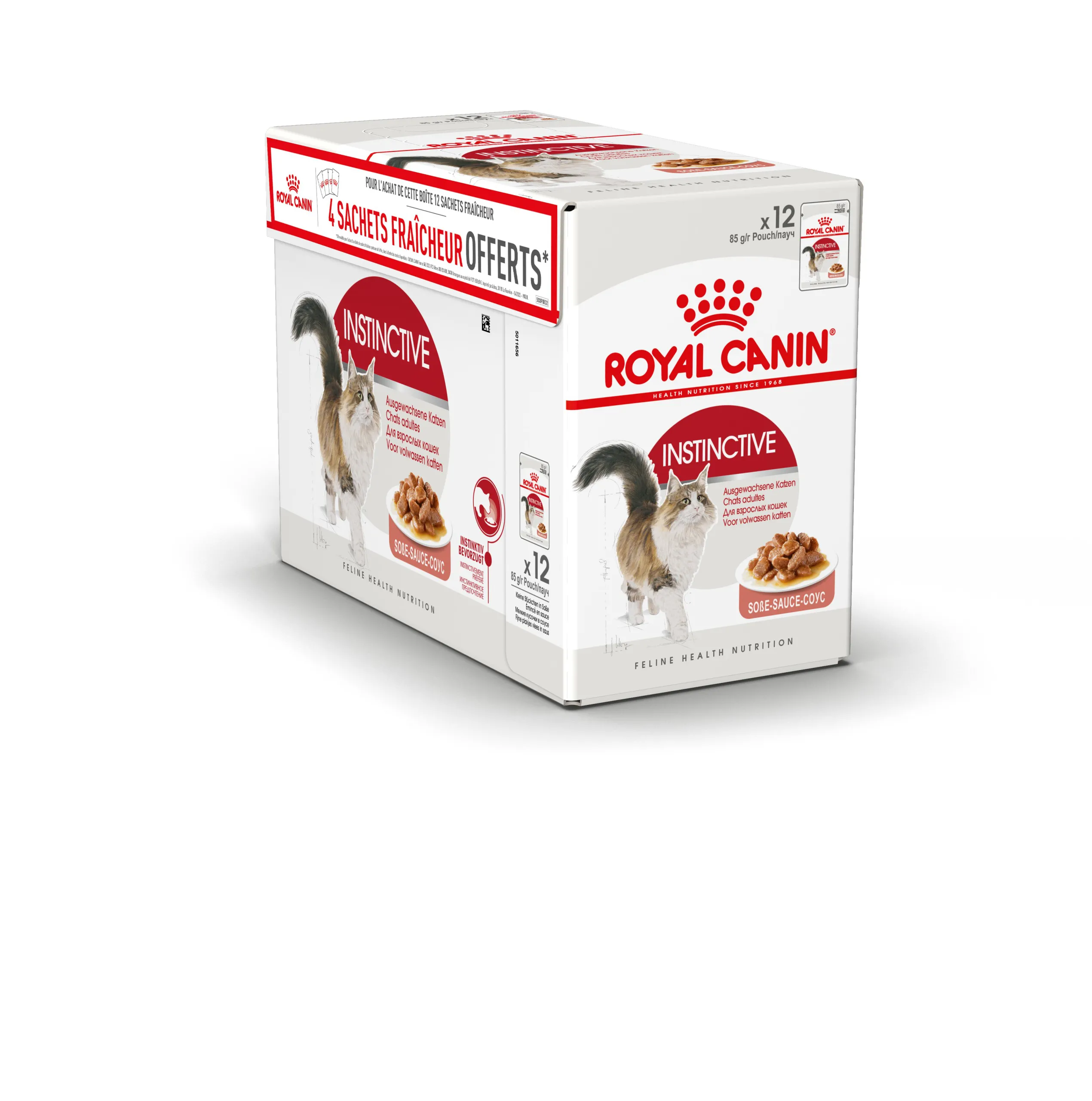 Royal Canin - Bouchées en Sauce Instinctive pour Chats - 12x85g dont 4 Gratuits