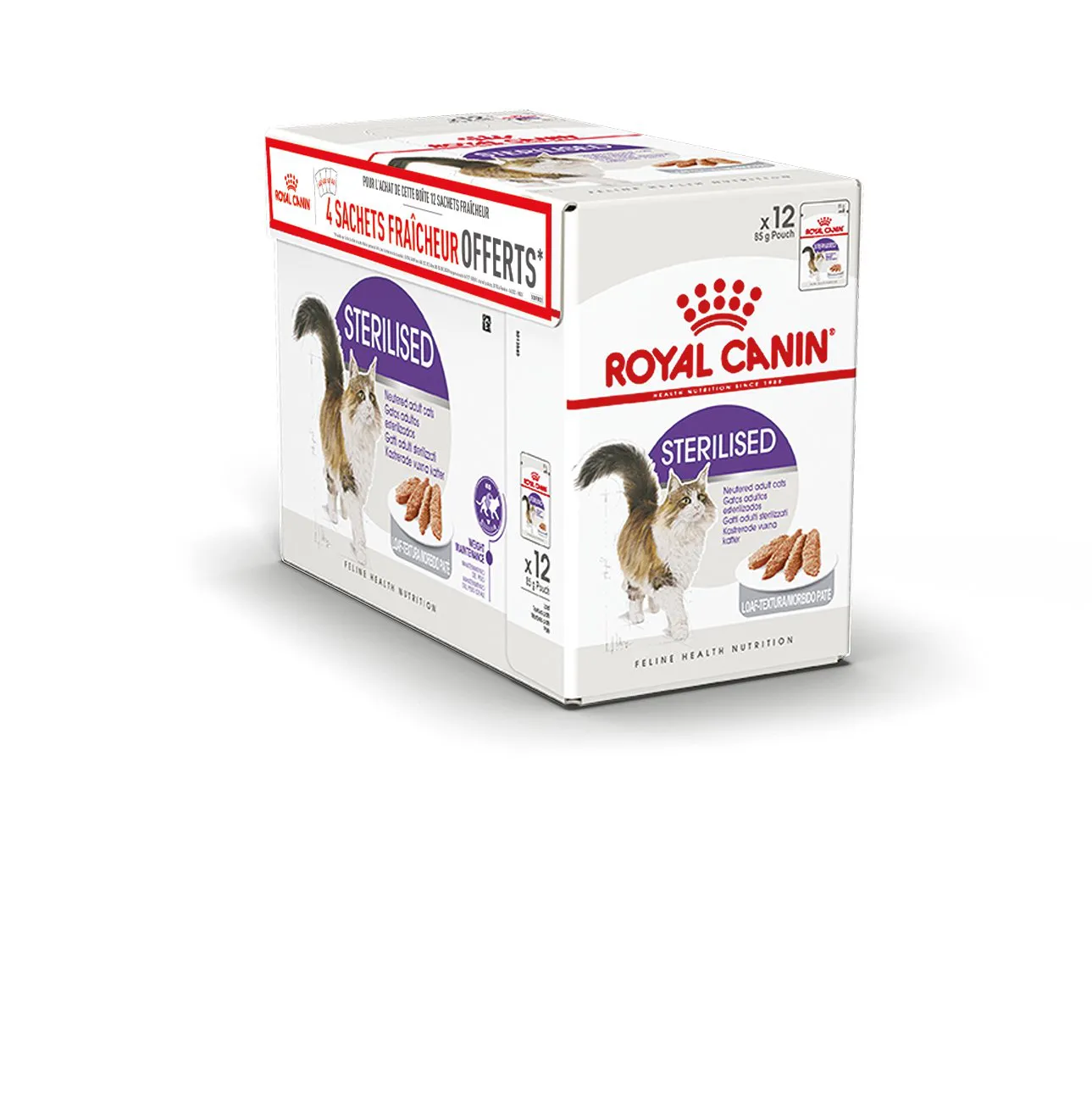Royal Canin - Bouchées en Mousse Sterilised pour Chats - 12x85g dont 4 Gratuits