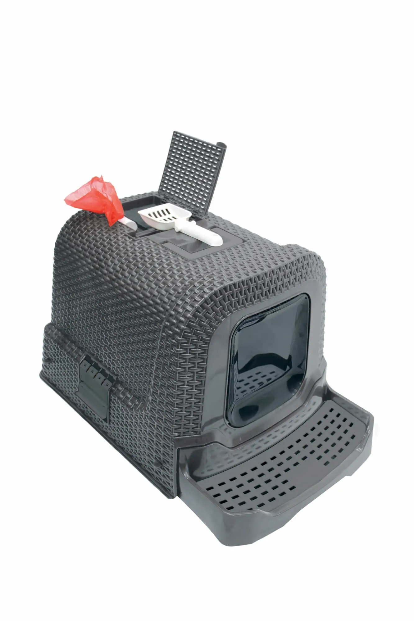 Animalis - Maison de Toilette Style Rotin pour Chat - Gris