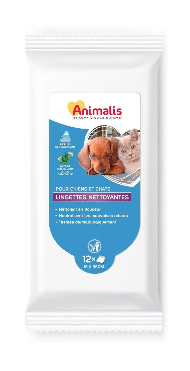Animalis - Lingettes Nettoyantes Alun pour Chien et Chat - x12