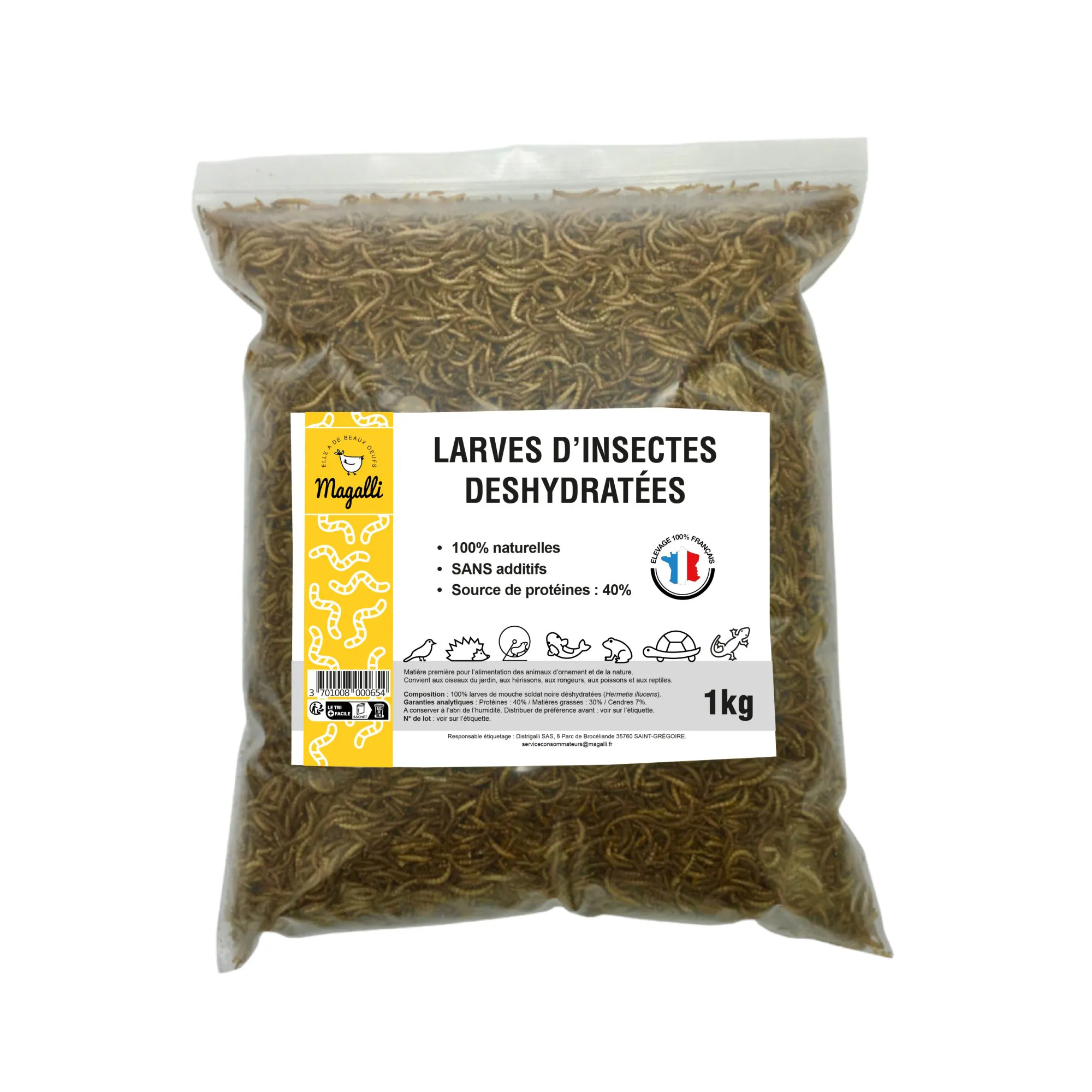Magalli - Larves Déshydratées pour Animaux de la Nature
