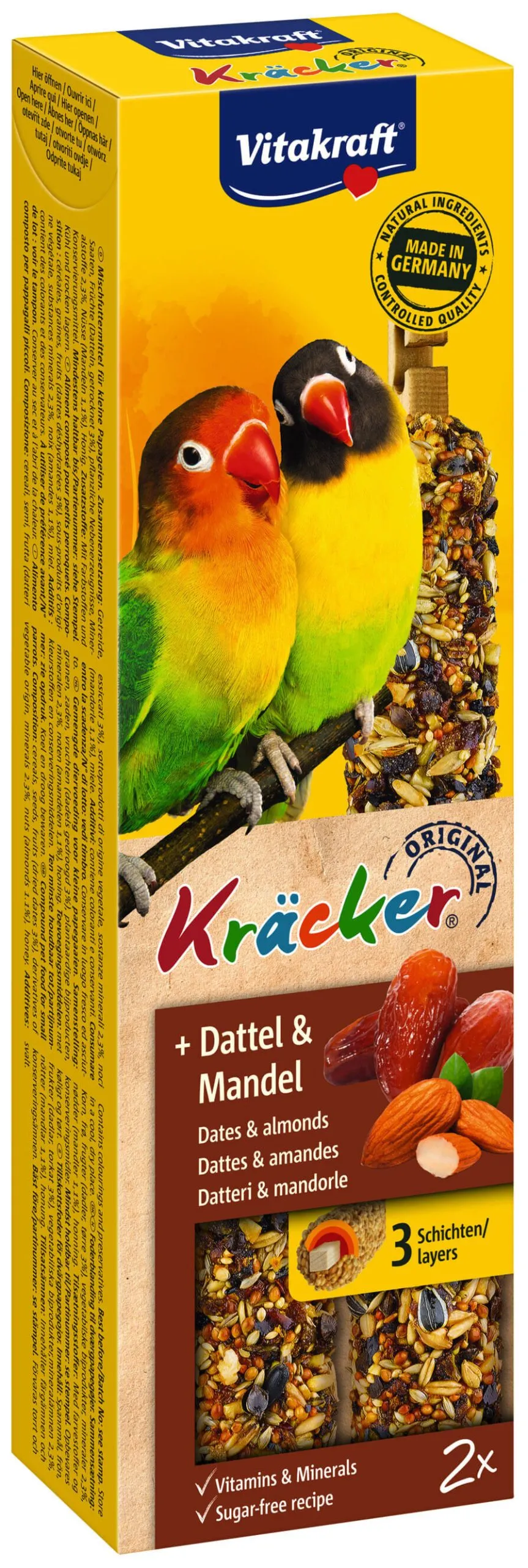 Vitakraft - Friandises Kräcker Dattes pour Petits Perroquets - x2
