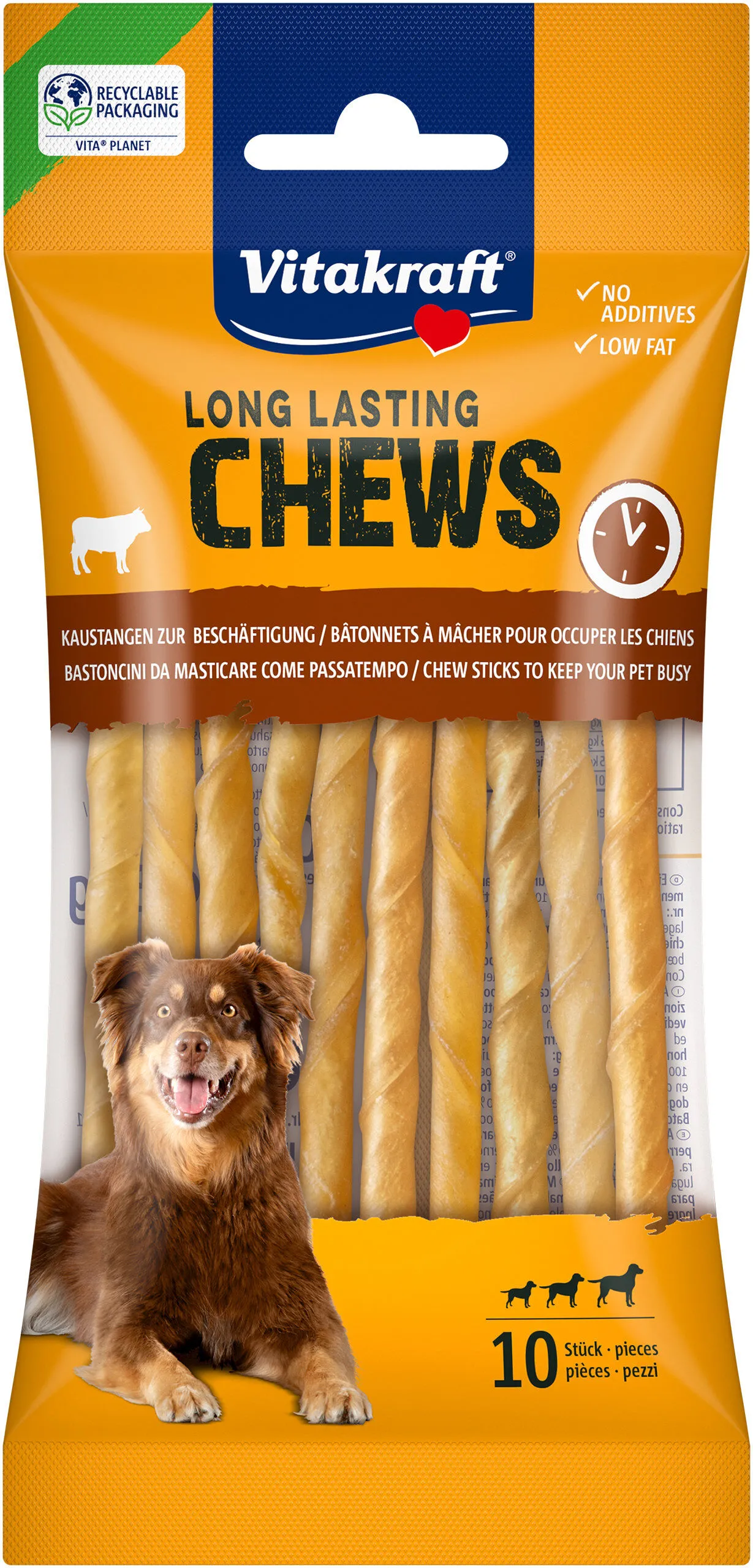Vitakraft - Bâtonnets Chews à Mâcher Peau de Bœuf pour Chiens - x10