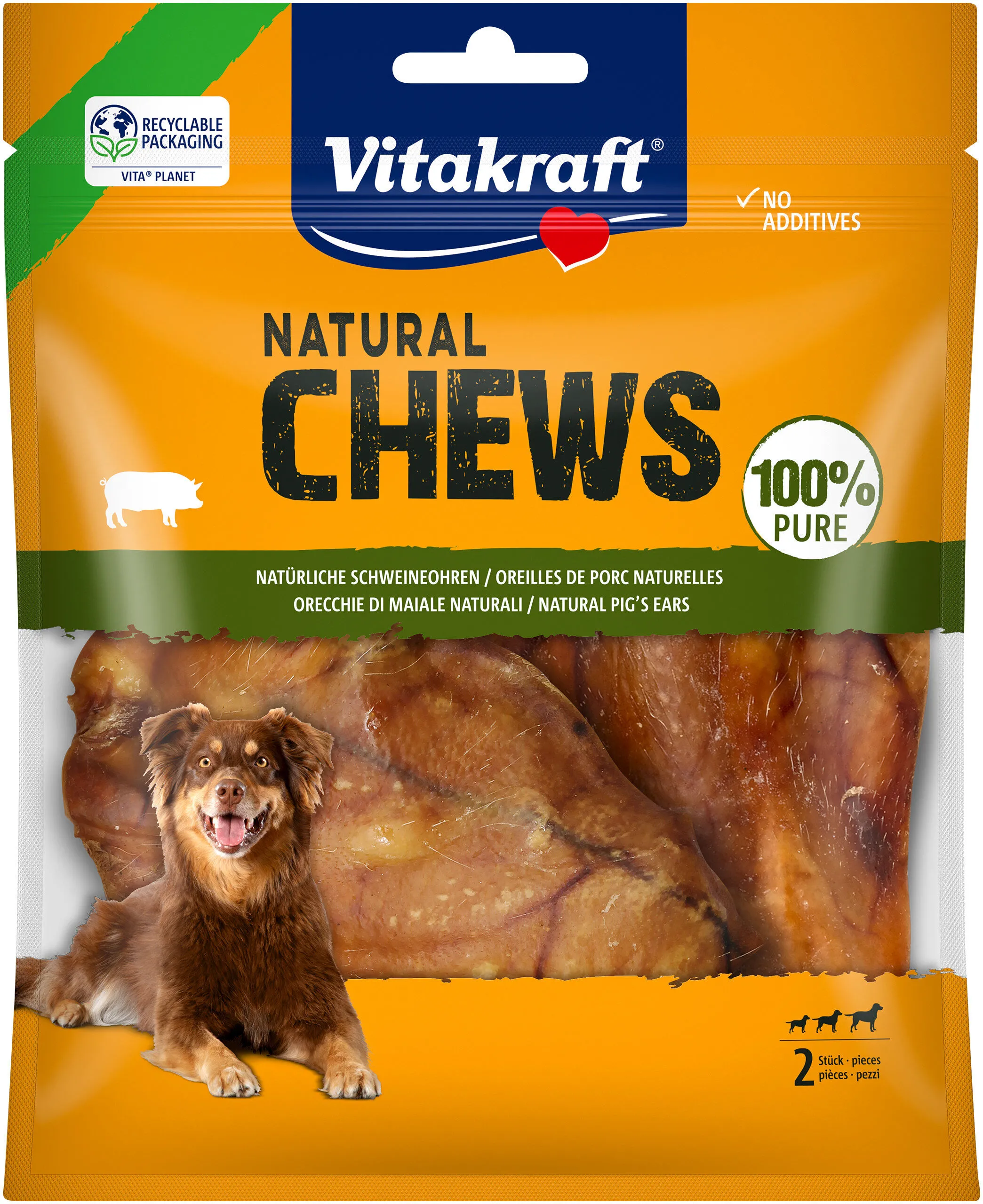 Vitakraft - Oreilles de Porc Natural Chews pour Chiens - x2