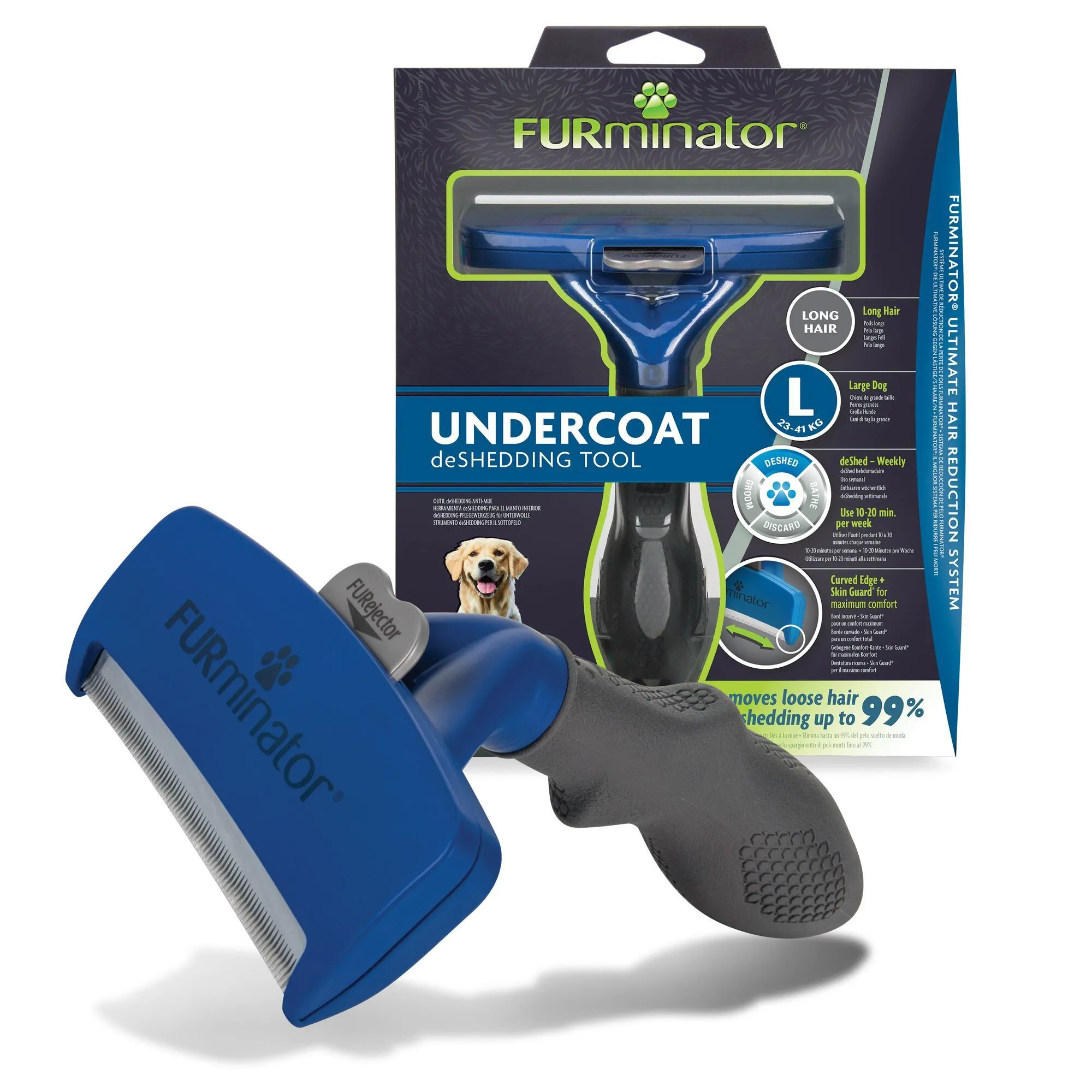 Furminator - Brosse Undercoat Grande Taille à Poils Longs pour Chien - L