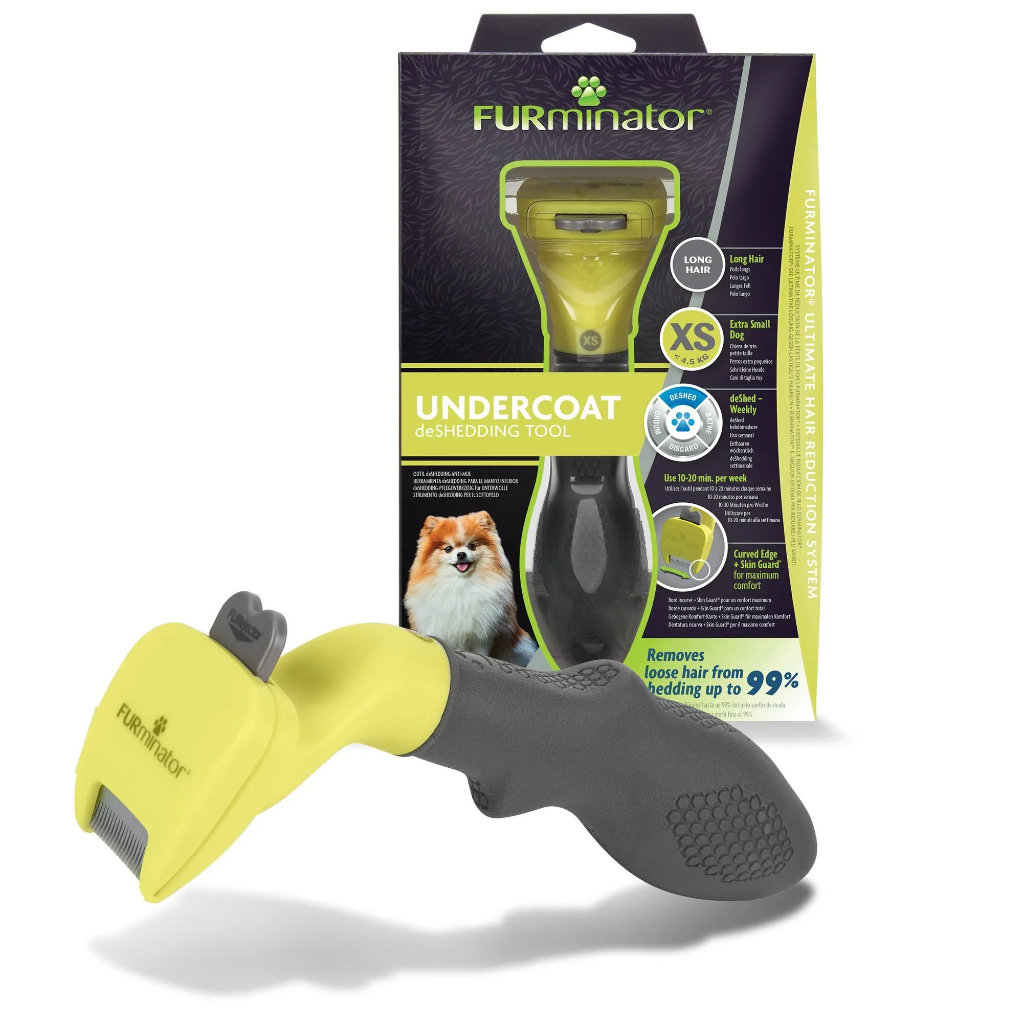 Furminator - Brosse Undercoat très Petite Taille à Poils Longs pour Chien - XS