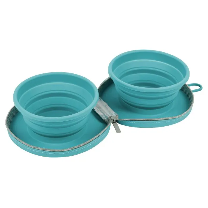 Yogi Family Double Bol en Silicone de Voyage Bleu