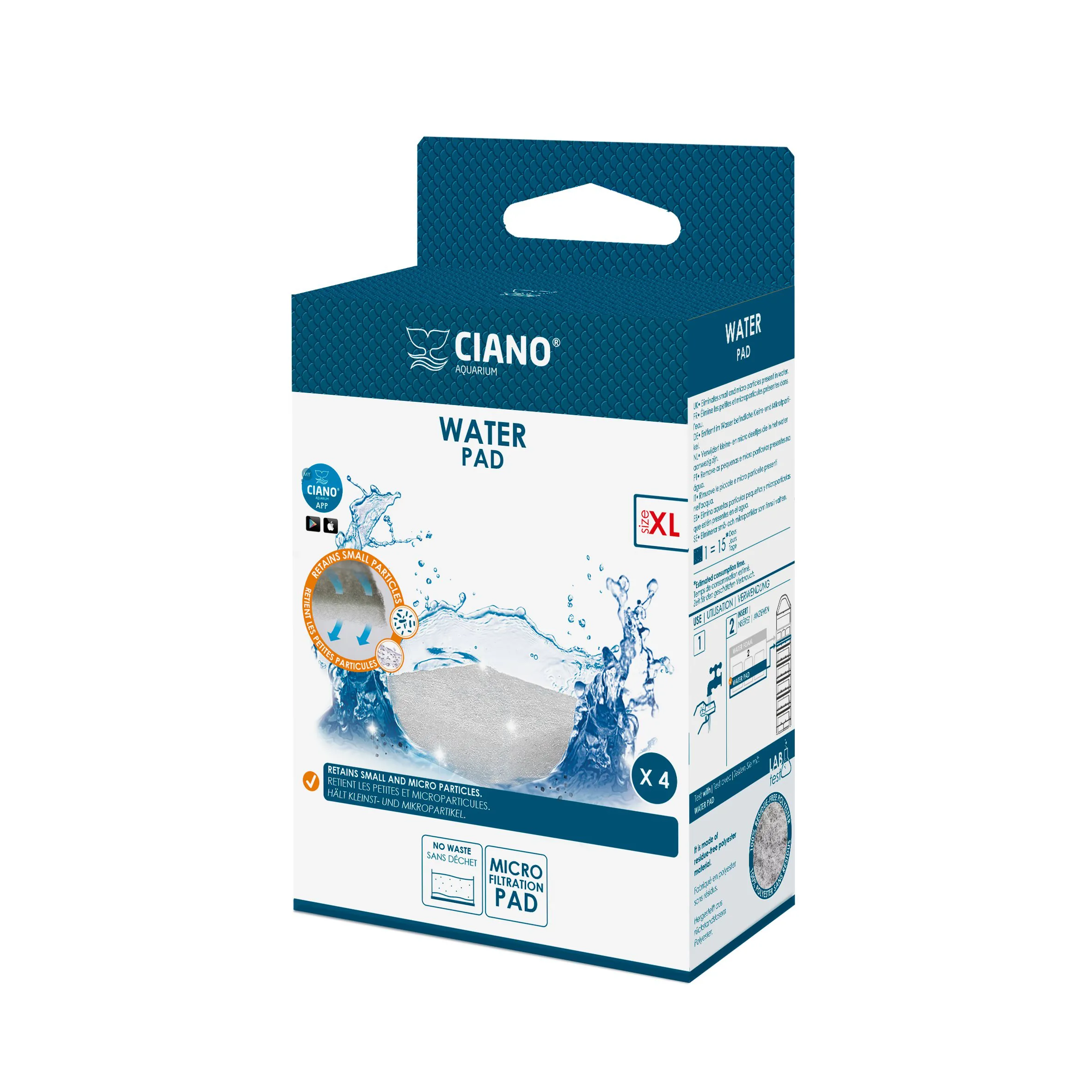 Ciano - Cartouches Water Pad Ouate XL pour Aquarium - x4