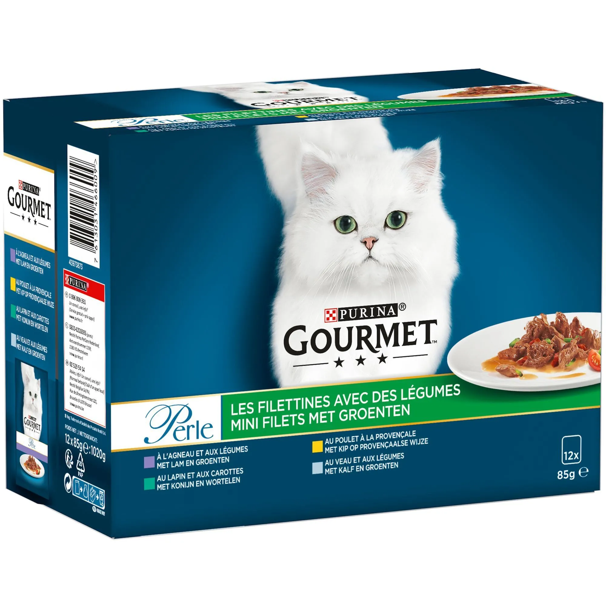 Gourmet - Sachets Perle Les Filettines avec Légumes pour Chat - 12x85g