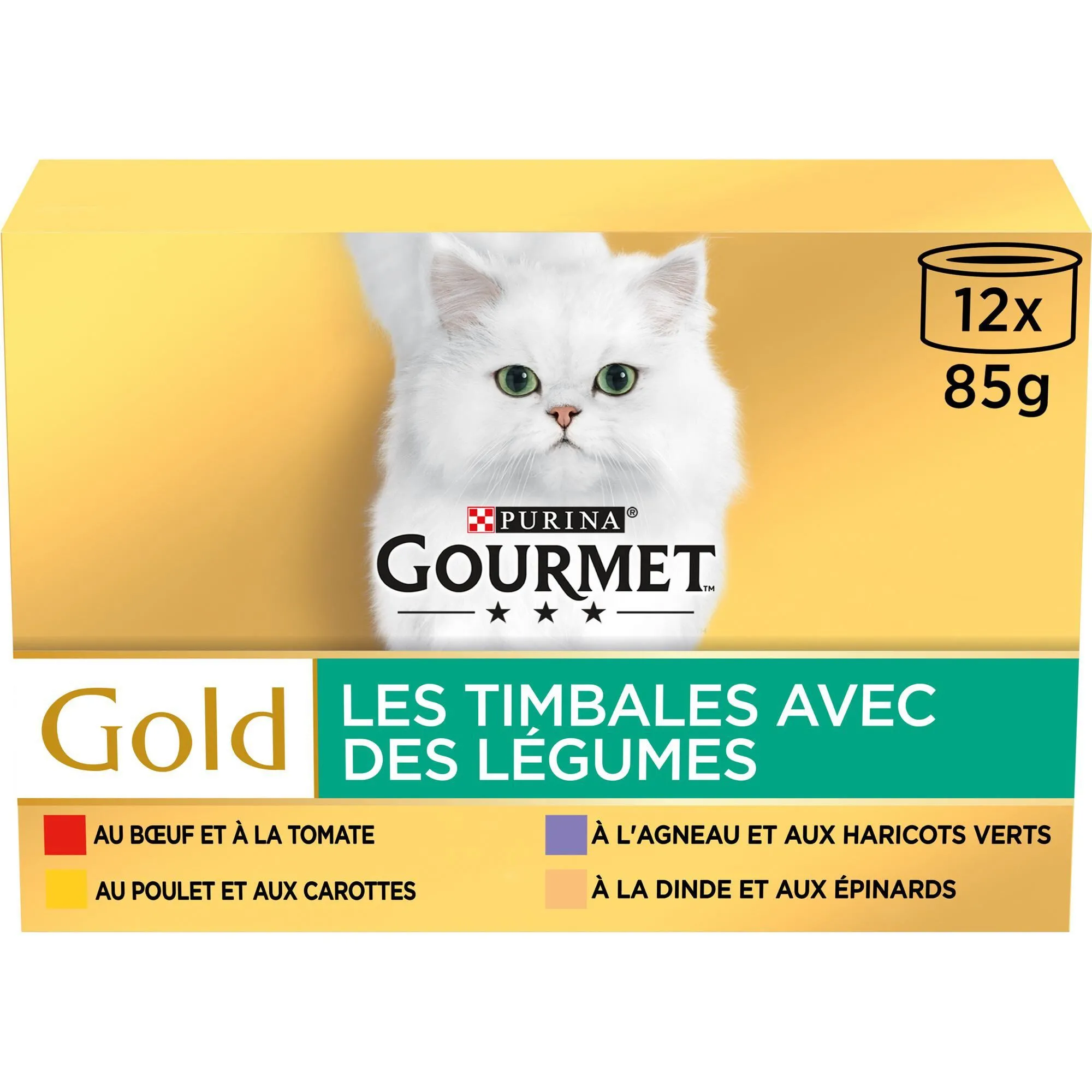 GOURMET - Boîtes GOLD Les Timbales Multi Variétés aux Légumes pour Chats - 12x85g