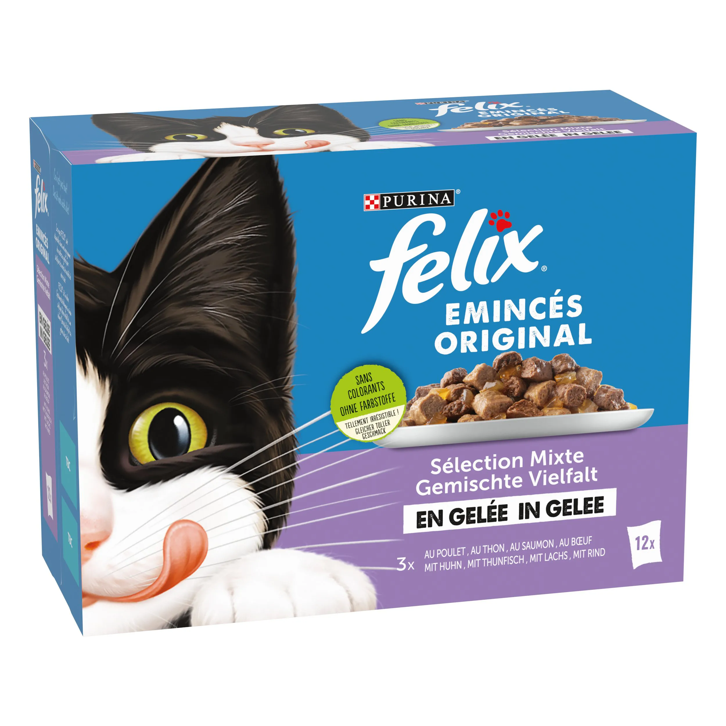 FELIX - Sachets Fraîcheur Emincés en Gelée Selection Mixte pour chats adultes - 12x85g