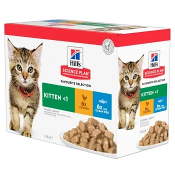 Hill's Science Plan Kitten Multipack Poulet et poisson 12x85 g