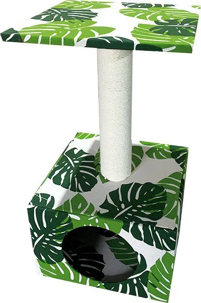 Croci - Arbre à Chat Vert Leaves Cave - 30x30x55cm