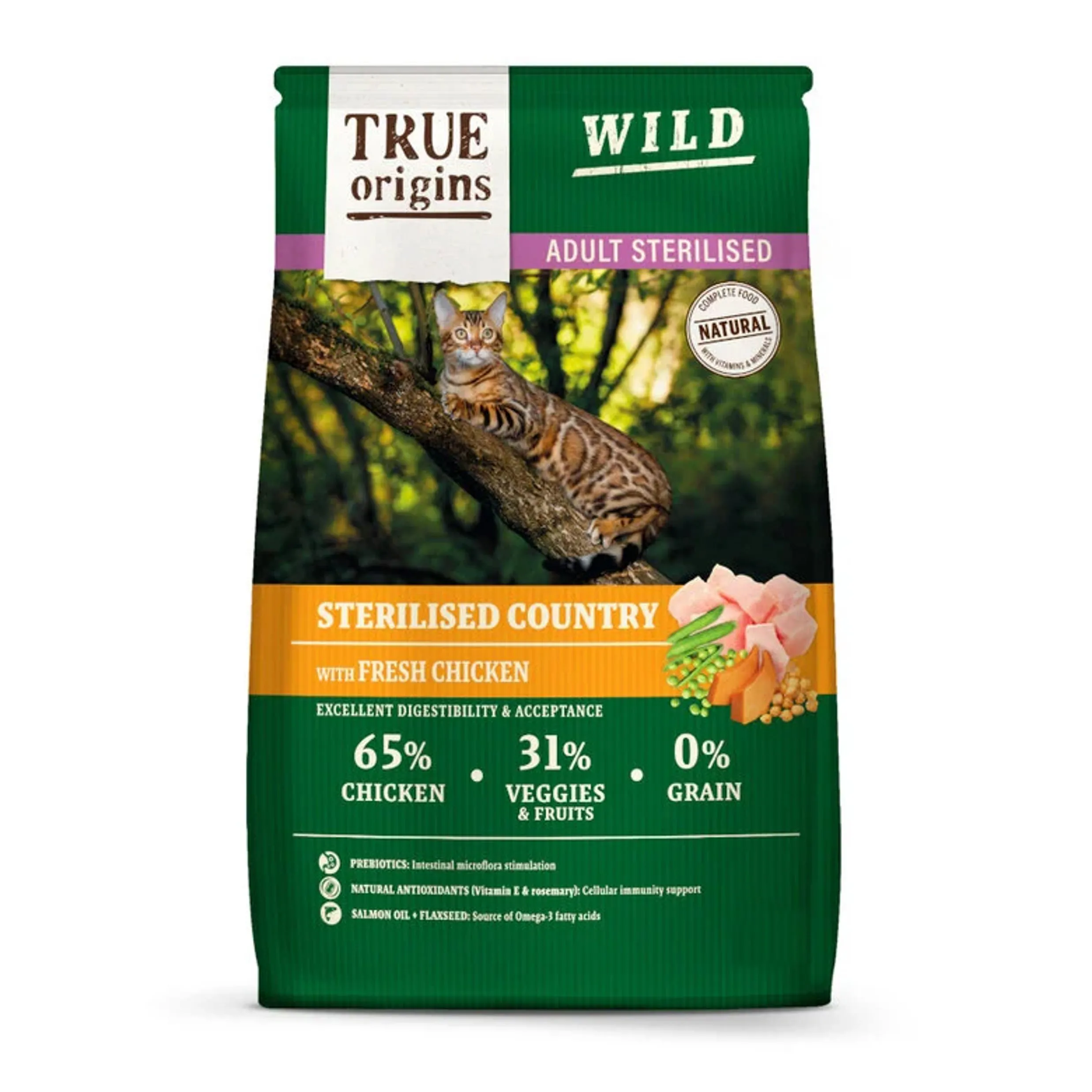 True Origins Wild - Croquettes Poulet pour Chats Adultes Stérilisés