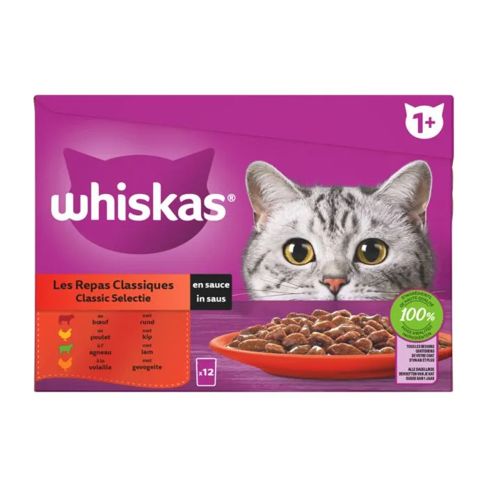 Whiskas Les Repas Classiques en Sauce Sachets Pour Chat 12x85g