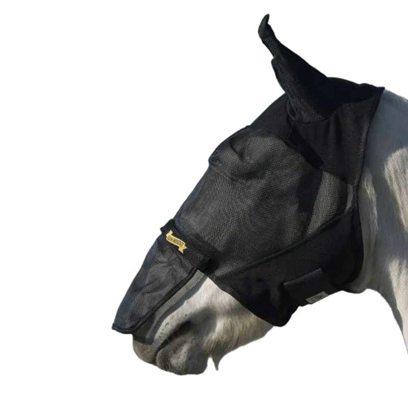 Absorbine - Masque anti-mouches avec nez amovible, avec ou sans oreilles UltraShield FlyMask noir