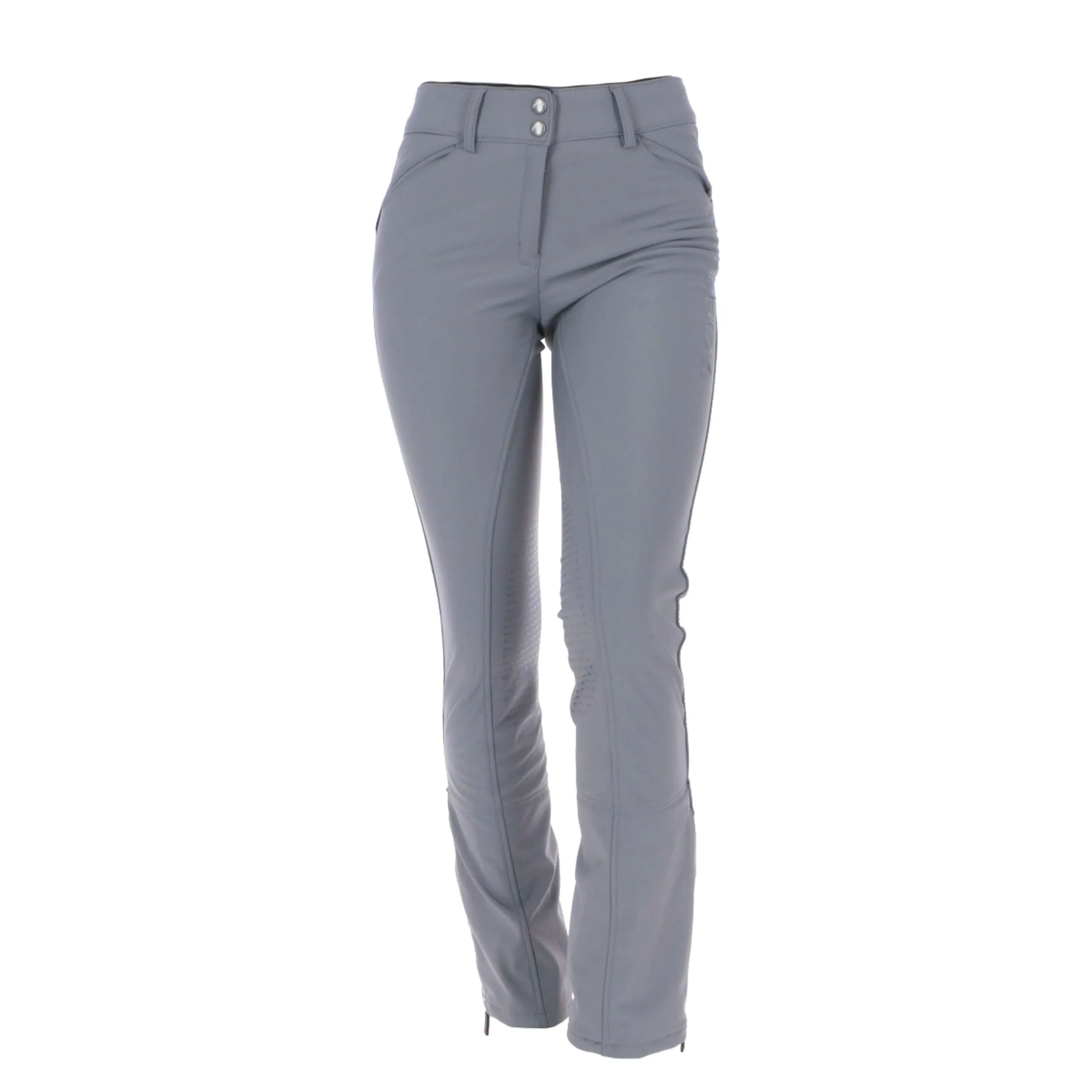Catago Pantalon d'Équitation Jodhpur Solrun Softshell Silicone Genouillères Gris