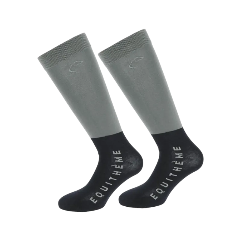 Equithème - Chaussettes d'équitation Compet gris (x2)