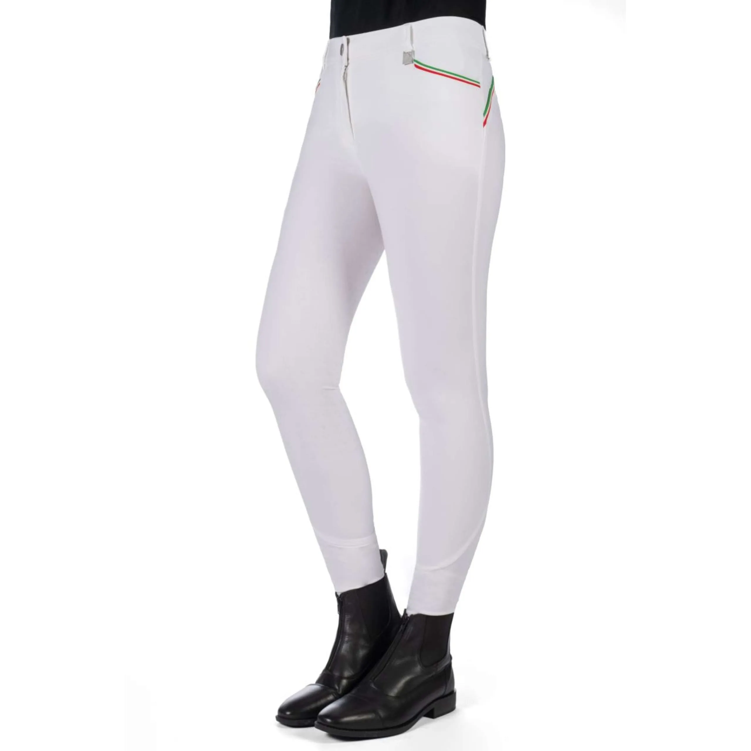 HKM Pantalon d'Équitation Livigno Lauria Garelli Sportive Full Grip Blanc