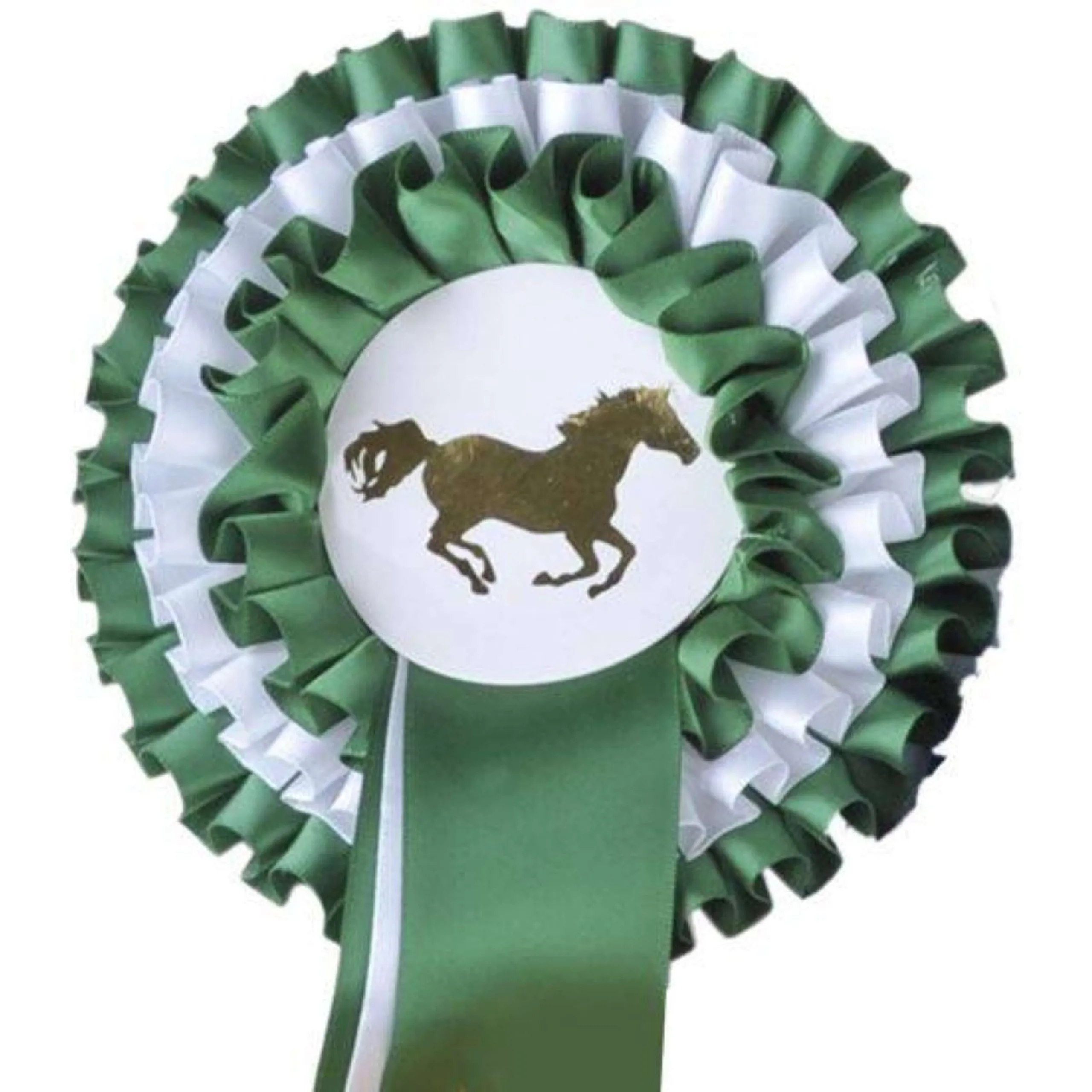 HKM Rosette 3 Couches Vert/Blanc