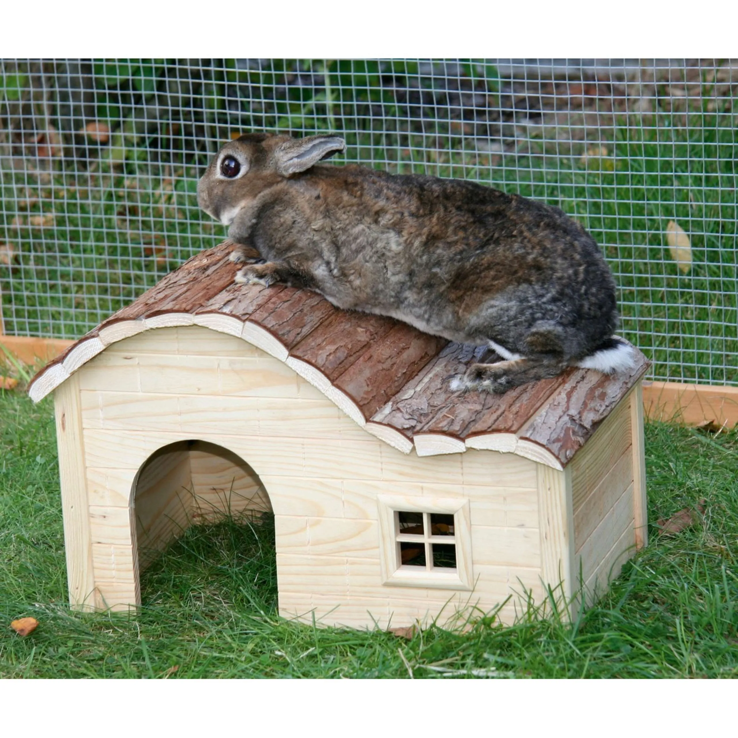 Kerbl Rabbit House Nature with Wavy Roof Wood Bois