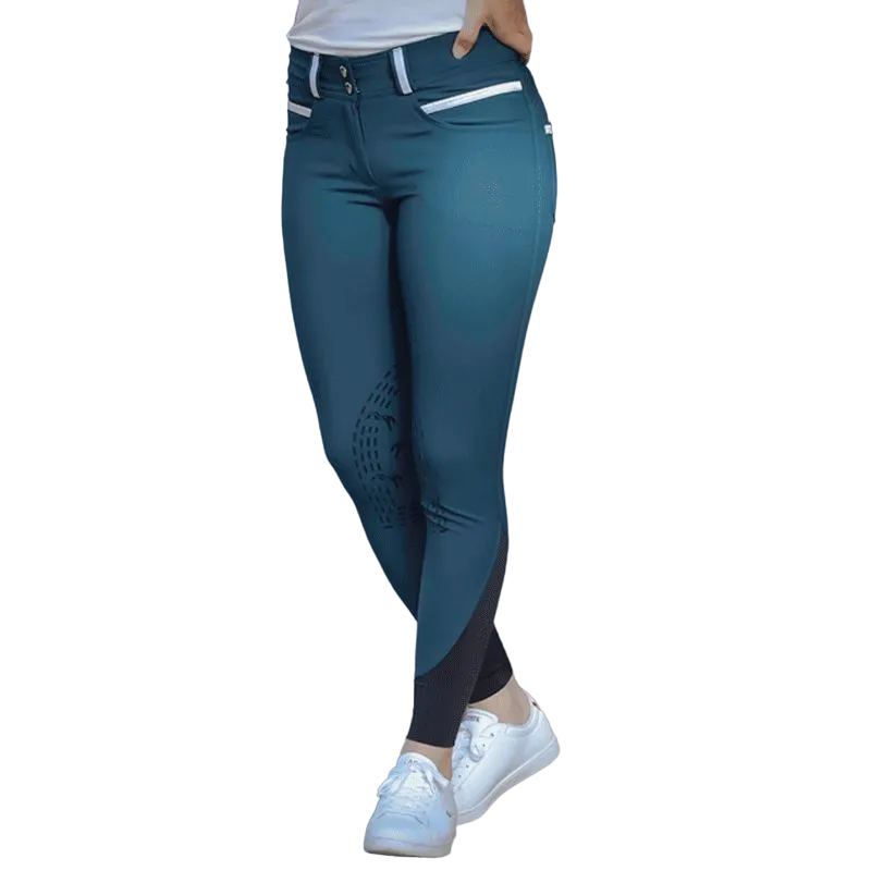 Pénélope - Pantalon d’équitation femme Fun Pushup bleu canard