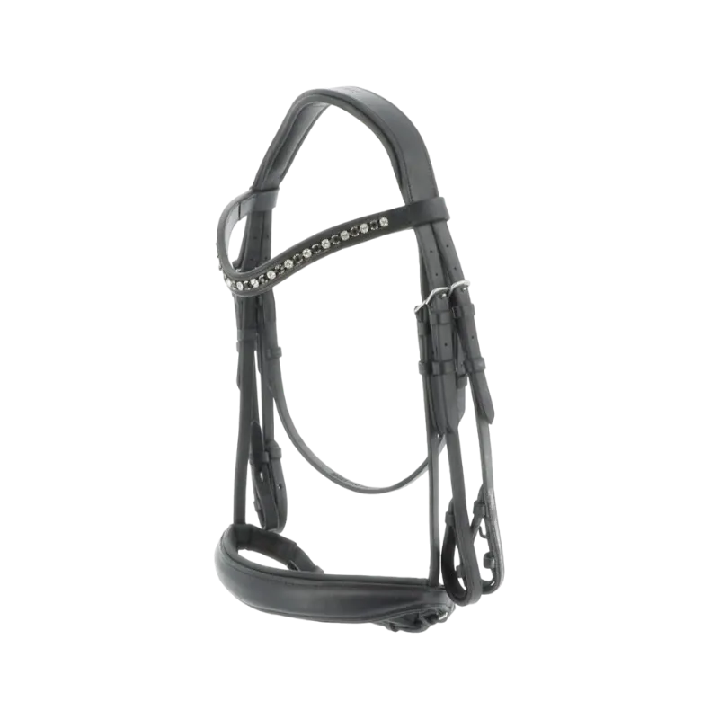 Eric Thomas - Bride doublée Clarino strass noir