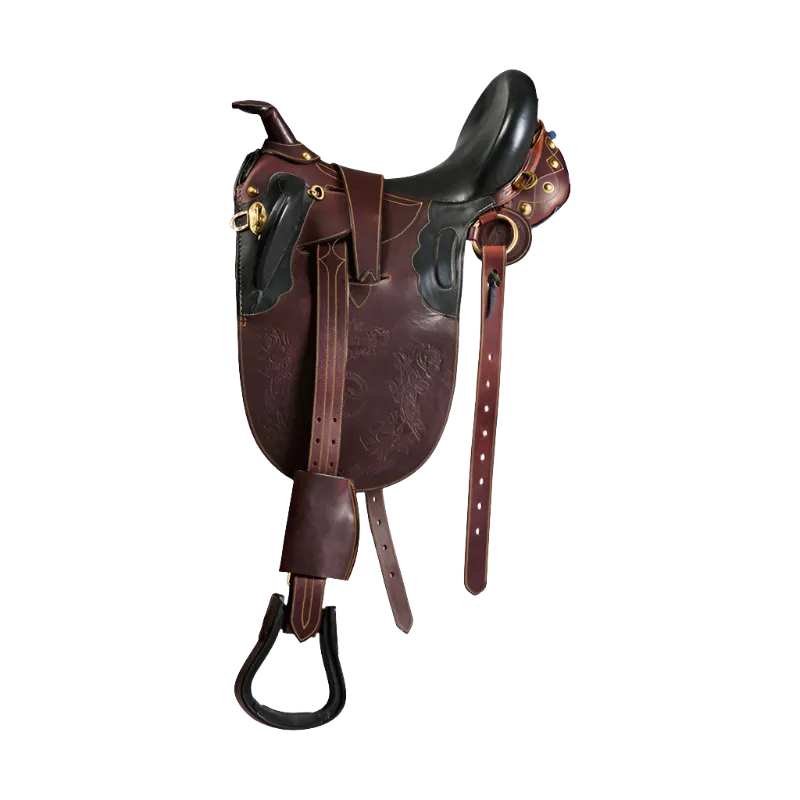 Randol's - Selle Stock club surpiquée à pommeau havane