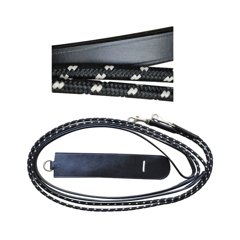 Canter - Rênes allemandes cuir et corde Noir