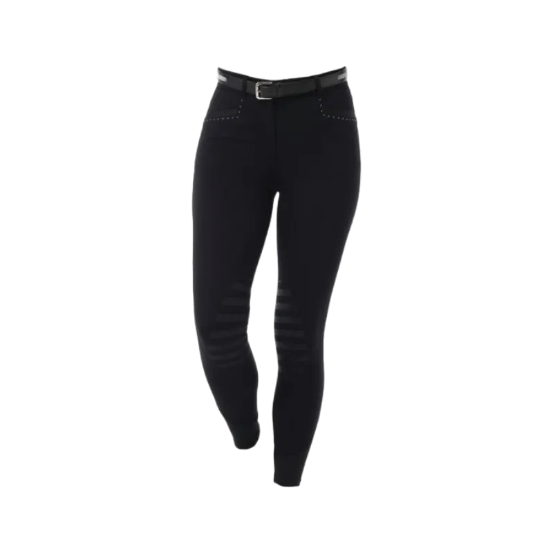 Equithème - Pantalon d'équitation femme Safir noir/ bleu