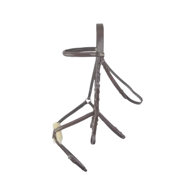 TdeT -  Bridon avec rênes Sisley muserolle croisée havane foncé