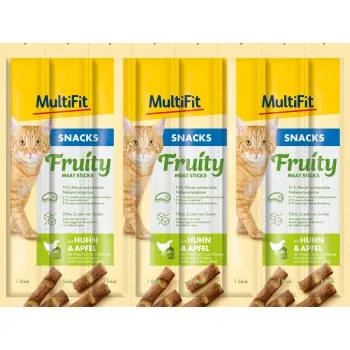 MultiFit Bâtonnets Fruity Meat 7x8x5 g Poulet et pomme